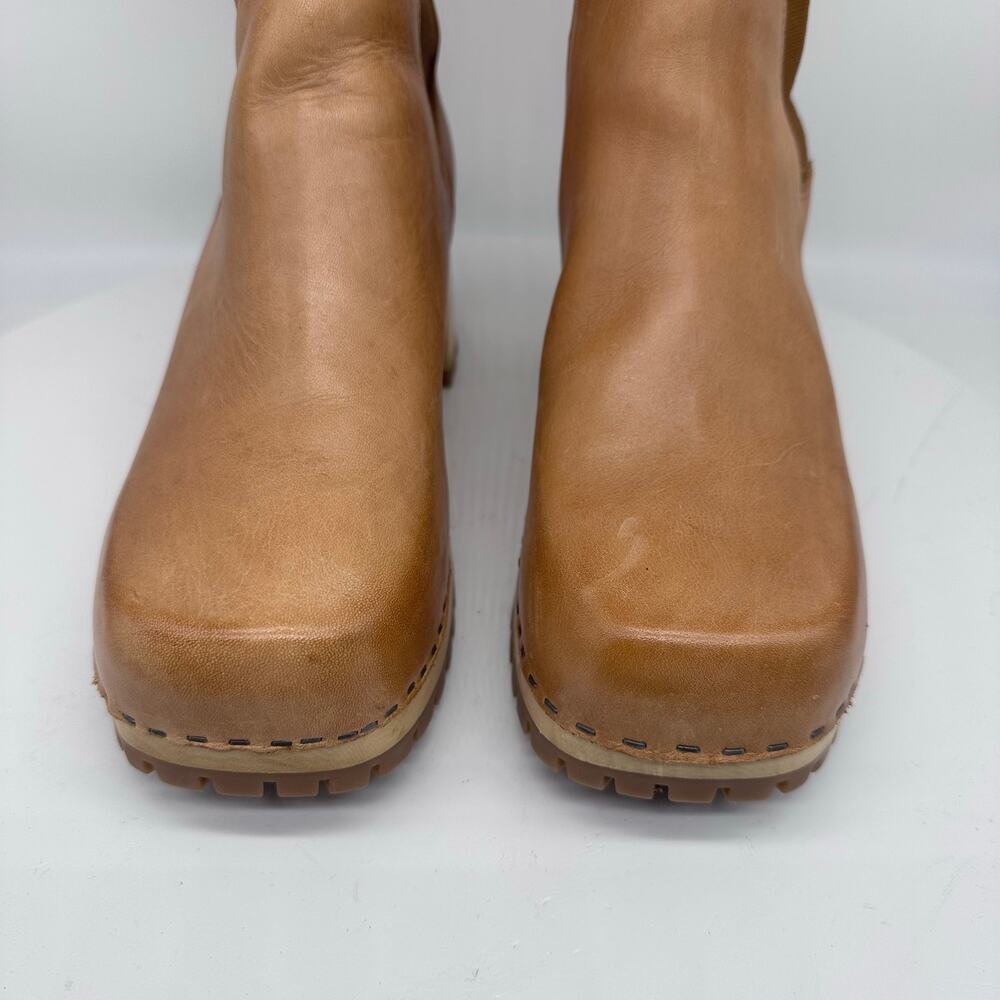 Mia Clogs Justina Pull On Platform Leather Ankle Tan Boots Womens Size 9 - Picture 10 of 15